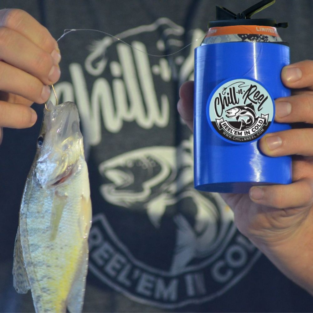 chill-N-Reel Fishing can cooler with Hand Line Reel Attached Hard
