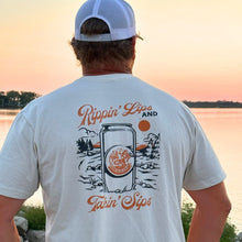 Load image into Gallery viewer, Soft Short Sleeve T-shirt - Rippin Sippin LANDSCAPE with Chill-N-Reel
