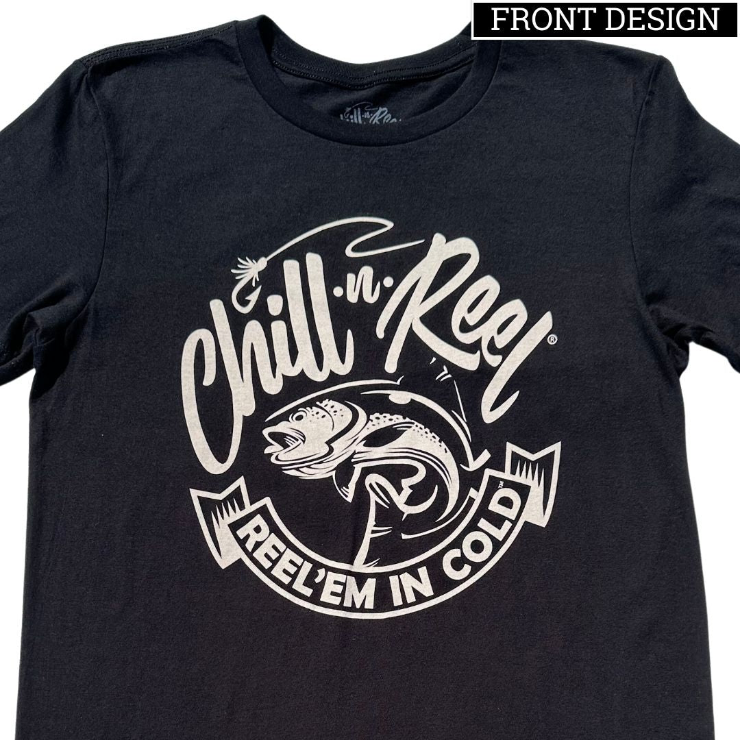 Soft Short Sleeve T-Shirt - Chill-N-Reel One Color Logo (ON Front) Black / XX-Large