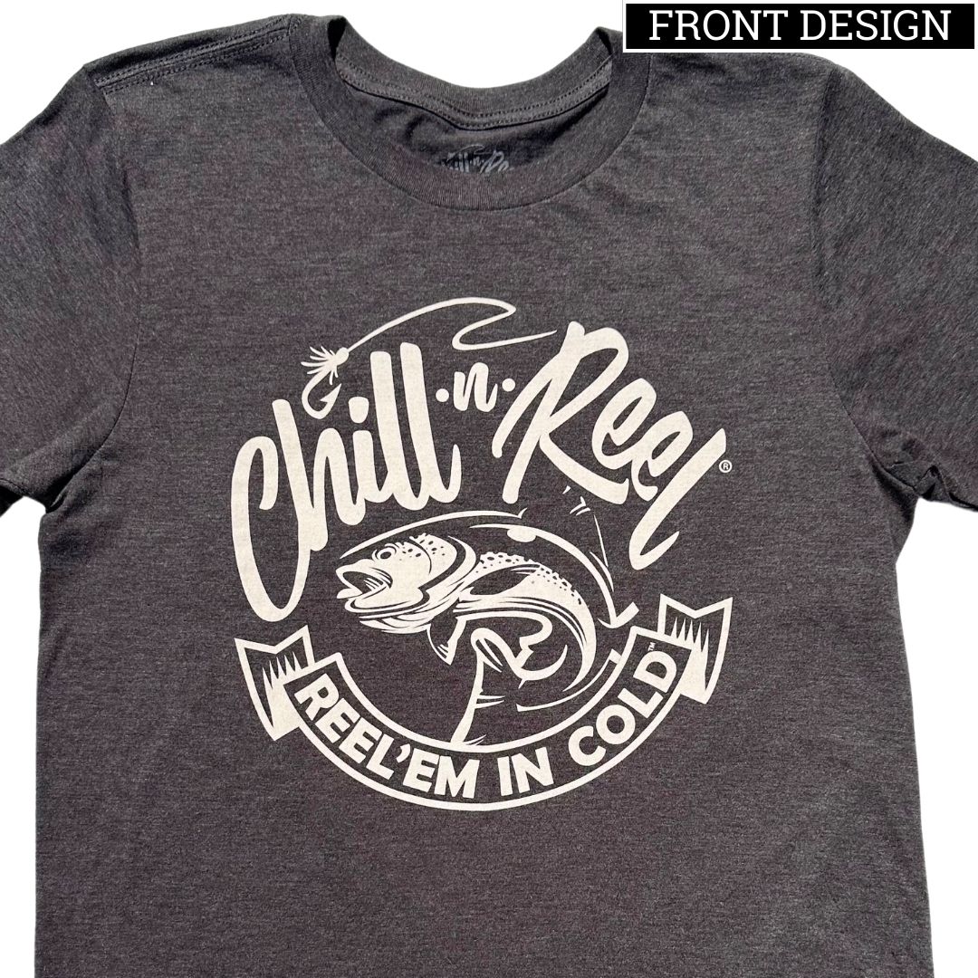 Soft Short Sleeve T-Shirt - Chill-N-Reel One Color Logo (on Front) Dark Heather Grey (Charcoal) / XX-Large