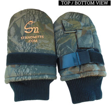 Load image into Gallery viewer, Stand Mitts by Chill-N-Reel: Warm Thumbless Mittens for Hunting, Ice Fishing, Sporting Events, Camping. Strap to Legs, Tree Stands, Chairs
