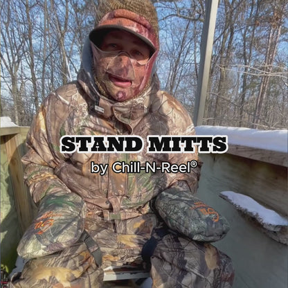 Stand Mitts by Chill-N-Reel: Warm Thumbless Mittens. Strap to Legs, Tree Stands, Chairs. Perfect for Hunting, Ice Fishing, Sporting Events, Camping.