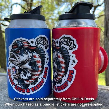blue fish reel red wine 'Merica Bundle: Red & Blue Chill-N-Reel with Redneck Fish Stickers