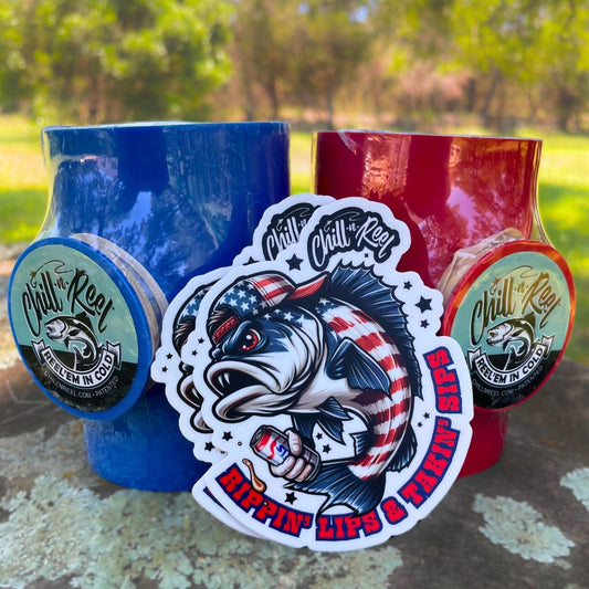'Merica Bundle: Red & Blue Chill-N-Reel with Redneck Fish Stickers